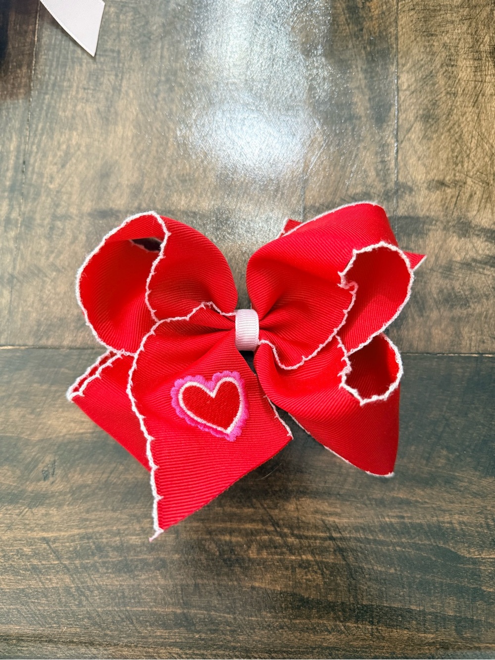 Wee Ones Red Hair Bow with Heart Accent